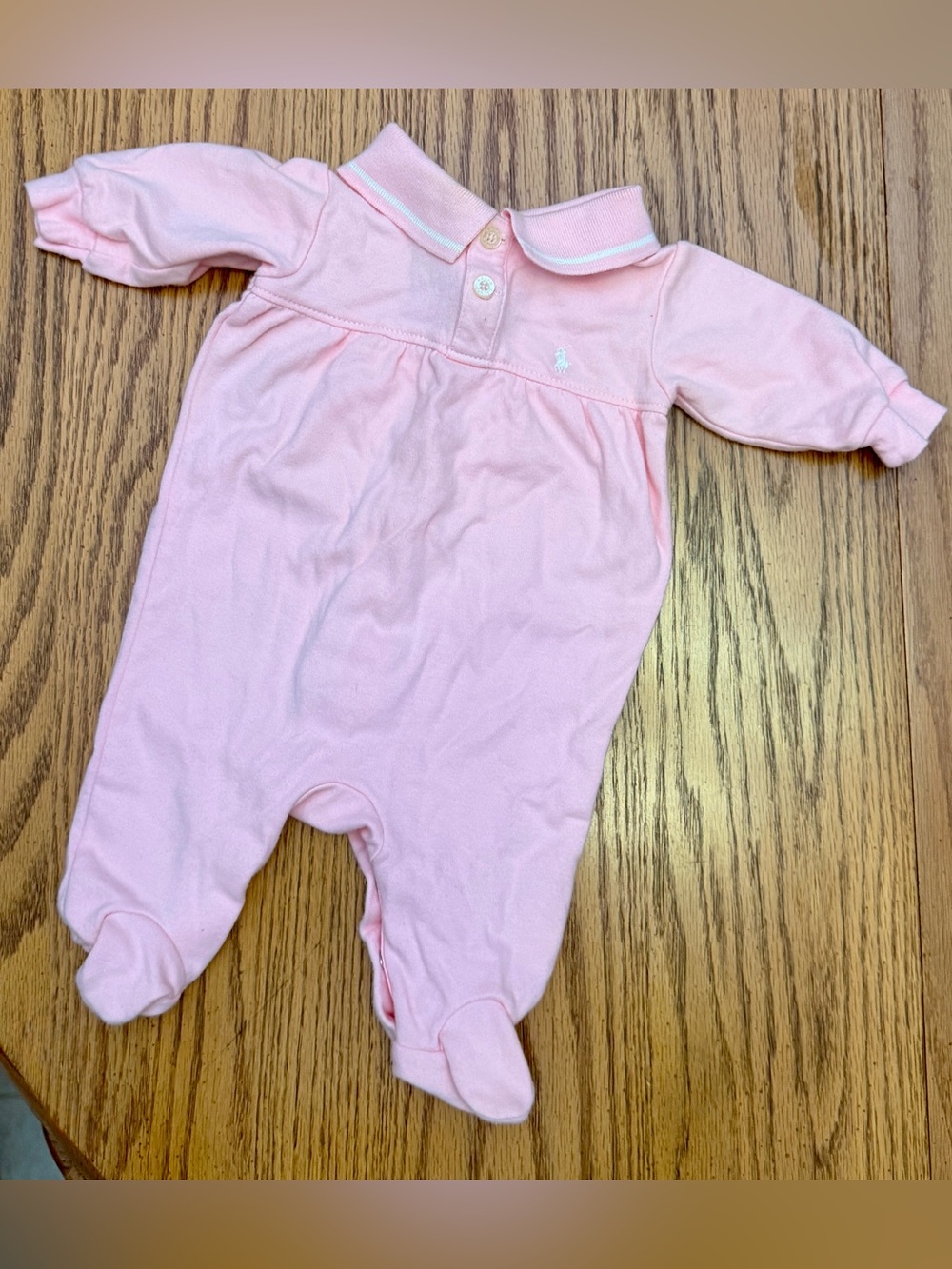 Ralph Lauren Light Pink Polo Footed One-Piece